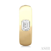 1/3 ctw Bezel Set Emerald Cut Diamond Fashion Huggie Earrings in 14K Yellow Gold